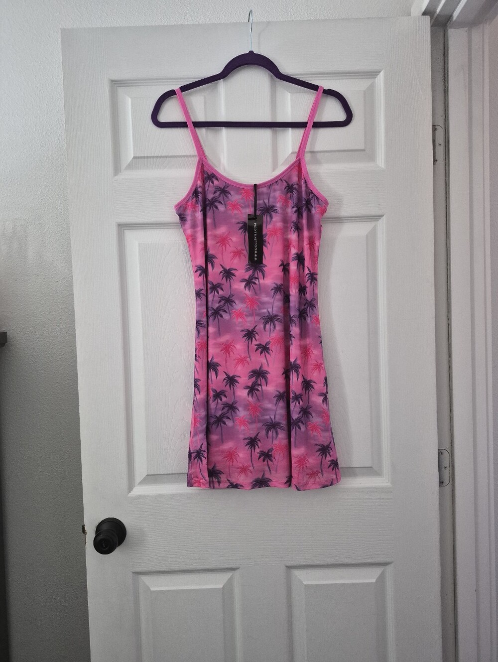 Brand New With Tags Dollskill Pink Palm-Print Dress